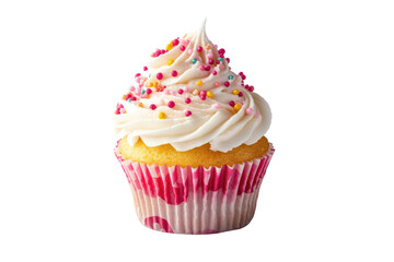 Tasty Cupcake with Bright Frosting Isolated on Transparent Background