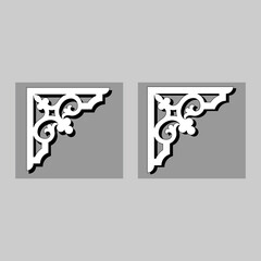 Craftsman Bracket cornice pieces for decorating or shelves. Decoration vector design for cutting on CNC or laser cut on wood corner design sample. wood corner home decoration