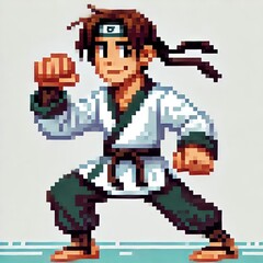 Fototapeta premium Pixel Art karate master