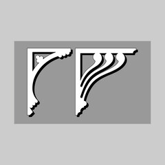 Craftsman Bracket cornice pieces for decorating or shelves. Decoration vector design for cutting on CNC or laser cut on wood corner design sample. wood corner home decoration