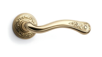 Obraz premium A gold door handle on white background.