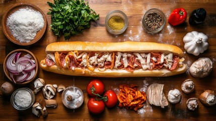 Fresh Ingredients for a Delicious Hoagie Assembly