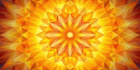 A symmetrical abstract pattern composed of overlapping orange and yellow triangles, creating a radiating star shape in the center.