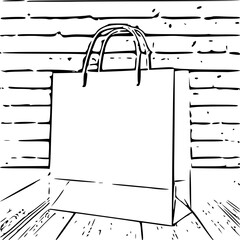 drawing of a handbag outline