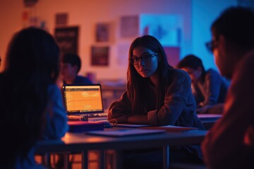 Teacher uses AI tools to tailor lessons to each student's learning style in a supportive setting