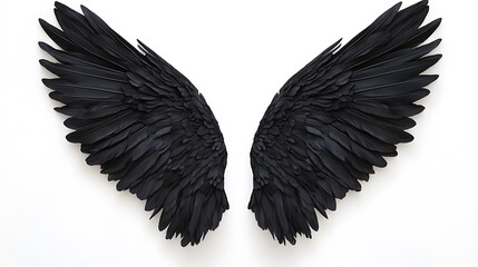 Obraz premium Black wings on white background.