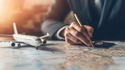 Planning your next adventure business travel tips office map airplane focused