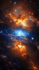 Stunning view of a galaxy cluster with bright stars and cosmic phenomena in deep space