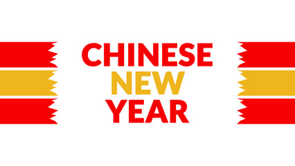 Chinese New Year text with side lines on a White background. Which is observed every year in January to celebrate Chinese New Year.