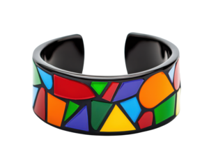 Colorful, artistic bracelet on a white isolated background.