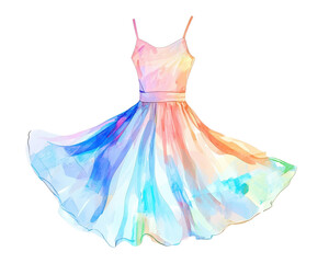 Obraz premium Colorful watercolor dress design on a white isolate background.