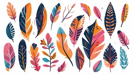Fototapeta premium Vibrant Abstract Feathers of Various Shapes