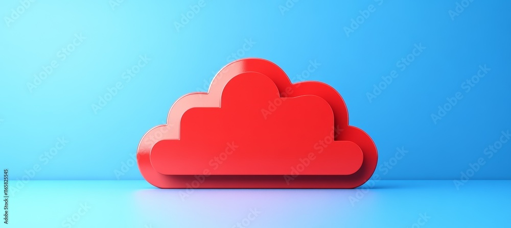 Poster Red clouds. Storage data server computing. Generative AI technology.	
