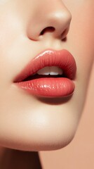 Obraz premium closeup sexy lips with copy space vertically 9:16