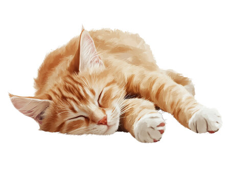 Cute orange cat sleeping peacefully on a cozy surface.