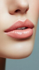 Obraz premium closeup sexy lips with copy space vertically 9:16