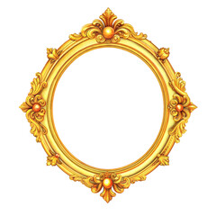 A Gilded Ornate Frame, a Canvas for Timeless Elegance on a White or Clear Surface PNG Transparent Background.