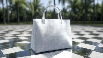 white paper bag 3d render icon isolated on transparent background