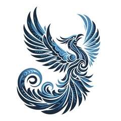 Obraz premium AI Generate of Phoenix Shape in Samoan Art style isolated in white