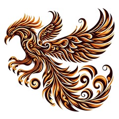 Fototapeta premium AI Generate of Phoenix Shape in Samoan Art style isolated in white