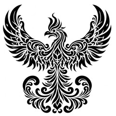 Fototapeta premium AI Generate of Phoenix Shape in Samoan Art style isolated in white