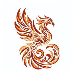 AI Generate of Phoenix Shape in Samoan Art style isolated in white