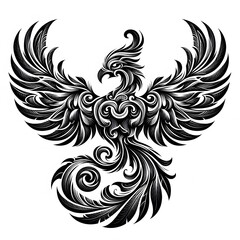 Fototapeta premium AI Generate of Phoenix Shape in Samoan Art style isolated in white