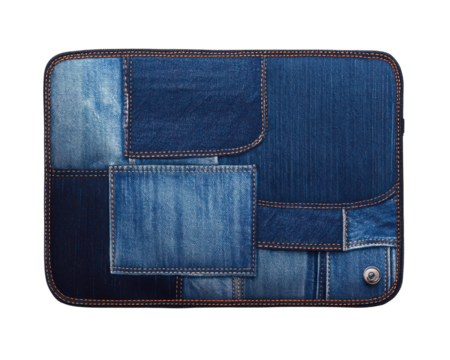 Denim patchwork texture on a white isolated background.