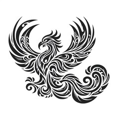 Fototapeta premium AI Generate of Phoenix Shape in Samoan Art style isolated in white