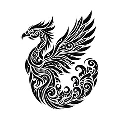 Obraz premium AI Generate of Phoenix Shape in Samoan Art style isolated in white