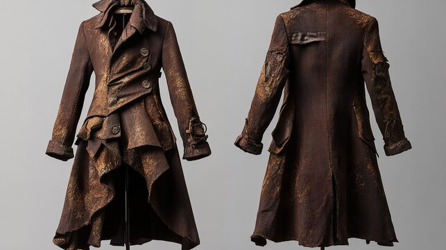 Unique Textured Brown Asymmetrical Coat: Autumn Winter Fashion