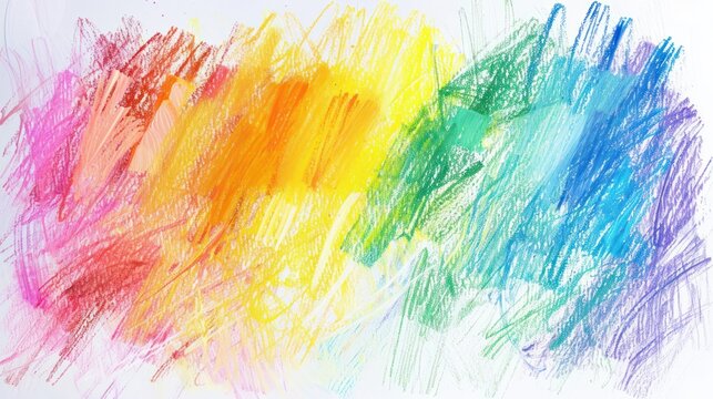Abstract colorful crayon strokes on white background - Powered by Adobe