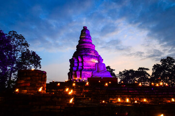 Historical Old Pagoda, Lanna Architecture at Wat E Khang, Wiang Kum Kam,Chiang mai, Northern Thailand.