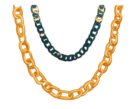 Gold and silver chains on a transparent background. - Powered by Adobe