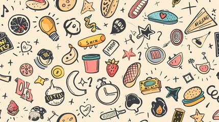 Hand-Drawn Various Phrases and Doodle Objects for Creative Projects