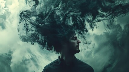 Fototapeta premium Turbulent Mind: A Dark and Evocative Portrait