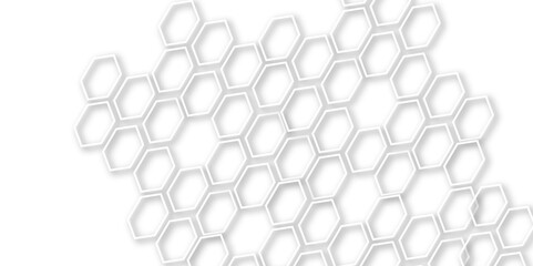 Abstract light grey and white hexagon 3d effect pattern with shadow seamless texture background. Use for book, poster, flyer, website vector illustration.