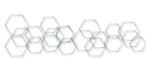 Abstract geometric technology 3d white light structure technology color out line hexagon polygonal honeycomb luxury pattern vector background.