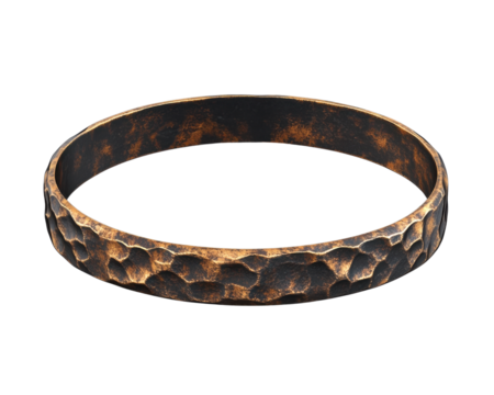 Hammered metal bracelet design with a unique texture.