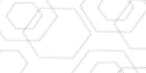 Abstract geometric technology 3d white light structure technology out line hexagon polygonal honeycomb luxury pattern vector background.