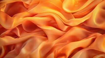 Obraz premium The image shows a swirling abstract of smooth orange and yellow fabric, seemingly lit from within, with no people The image is not of 'Peaceful reflections during Sunday worship, hands clasped in