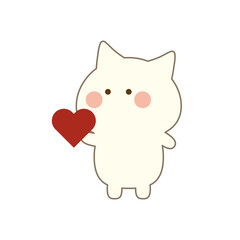 白猫（愛情、ハート）