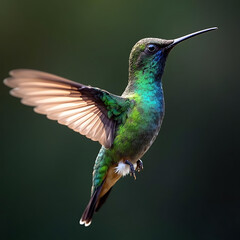 Stunning Close-up of a Colorful Hummingbird in Flight Captured in Nature's Splendor