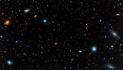 Starry Night Sky with Glowing Stars and Galaxies
