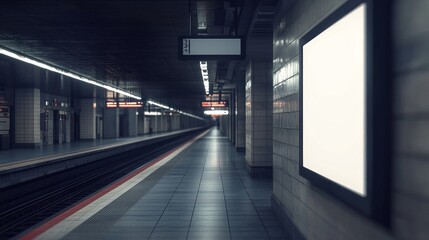 Fototapeta premium Empty Subway Station: Awaiting Passengers