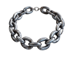 Obraz premium Metal chain with shiny links, isolated on white background.