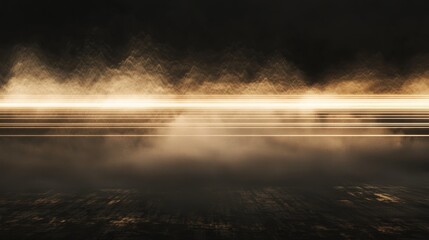 Fototapeta premium Golden Hour Lightscape: Abstract Night Scene with Smoky Atmosphere and Glowing Lines