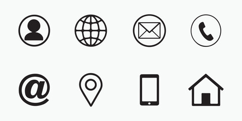 Contact information icon set for a business card design. vector illustration 