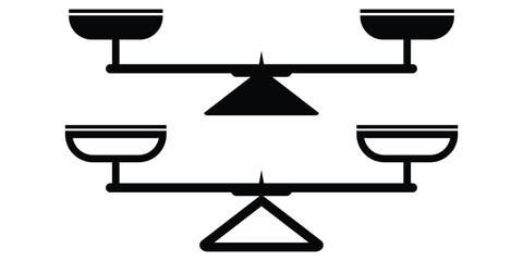 Weight scale icon. Scales of Justice Icon - Law, Balance, and Equality Symbol. Scales of Justice Icon Collection, A collection of nine black-and-white scales of justice icons in various styles. EPS 10