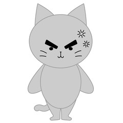 怒っているかわいい灰色猫のイラスト